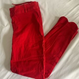 J crew red slim slack with scalloped edge